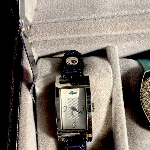 Lacoste Accessories - Lacoste navy blue leather band